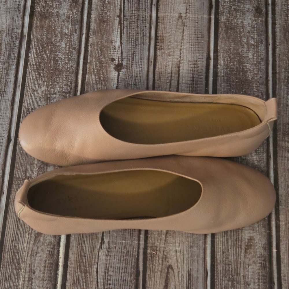 Sz 7 Womens Everlane The Day Glove Tan Leather Comfort Ballet Flats Shoes Good - Picture 10 of 11